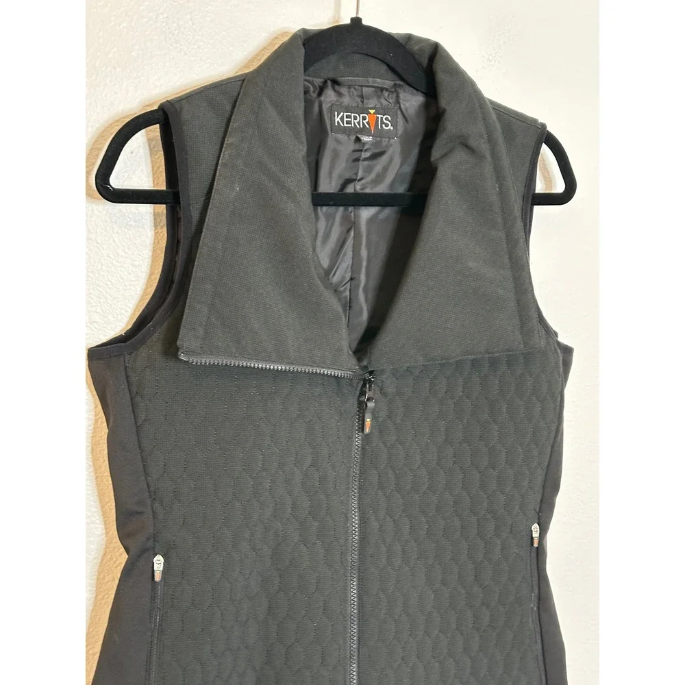 Kerrits Quilted Zip‎ Up Gilet Vest Size M Black Equestrian Riding Shawl Neck - Picture 4 of 9